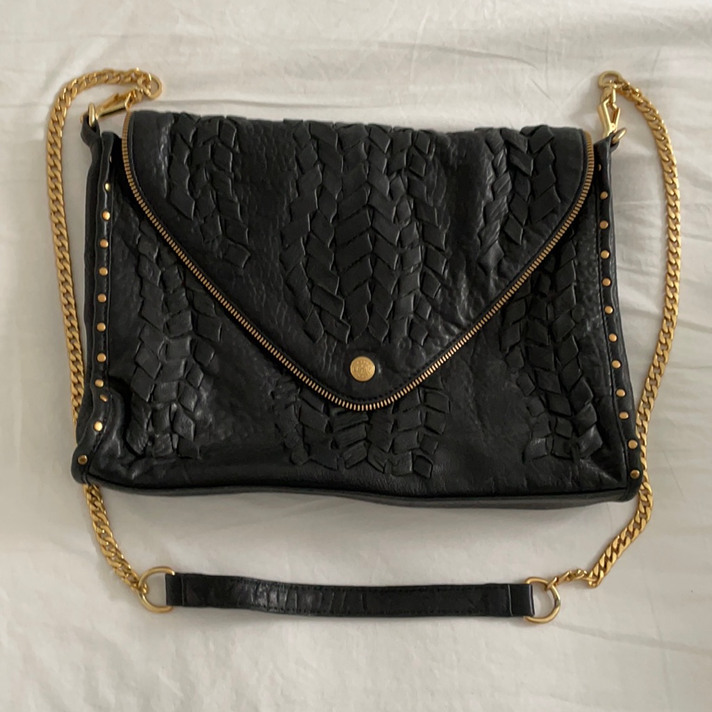 Rebecca Minkoff Black Leather Woven Bag Purse